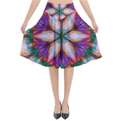 Seamless Abstract Colorful Tile Flared Midi Skirt by Pakrebo