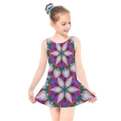 Seamless Abstract Colorful Tile Kids  Skater Dress Swimsuit by Pakrebo