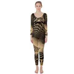 Fractal Bones Cave Fossil Render Long Sleeve Catsuit by Pakrebo