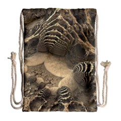 Fractal Bones Cave Fossil Render Drawstring Bag (large) by Pakrebo