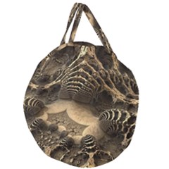 Fractal Bones Cave Fossil Render Giant Round Zipper Tote by Pakrebo