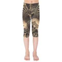 Fractal Bones Cave Fossil Render Kids  Capri Leggings  by Pakrebo