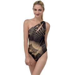 Fractal Bones Cave Fossil Render To One Side Swimsuit by Pakrebo