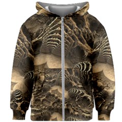 Fractal Bones Cave Fossil Render Kids  Zipper Hoodie Without Drawstring by Pakrebo