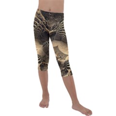 Fractal Bones Cave Fossil Render Kids  Lightweight Velour Capri Leggings  by Pakrebo