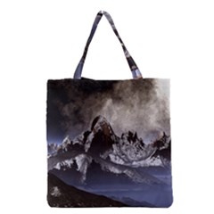 Mountains Moon Earth Space Grocery Tote Bag by Pakrebo