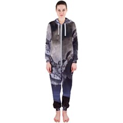 Mountains Moon Earth Space Hooded Jumpsuit (ladies)  by Pakrebo