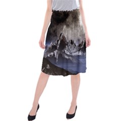 Mountains Moon Earth Space Midi Beach Skirt