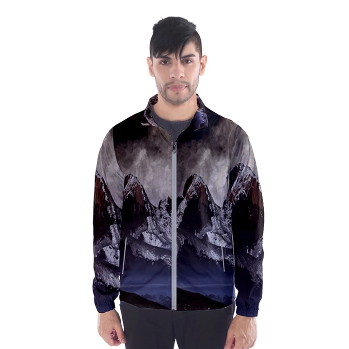 Mountains Moon Earth Space Windbreaker (Men)