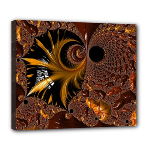 Fractal Brown Golden Intensive Deluxe Canvas 24  X 20  (stretched) by Pakrebo