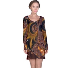 Fractal Brown Golden Intensive Long Sleeve Nightdress