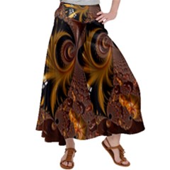 Fractal Brown Golden Intensive Satin Palazzo Pants