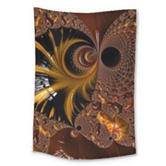 Fractal Brown Golden Intensive Large Tapestry by Pakrebo