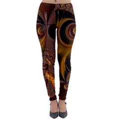 Fractal Brown Golden Intensive Lightweight Velour Leggings by Pakrebo