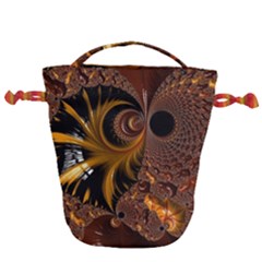 Fractal Brown Golden Intensive Drawstring Bucket Bag