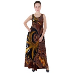 Fractal Brown Golden Intensive Empire Waist Velour Maxi Dress by Pakrebo