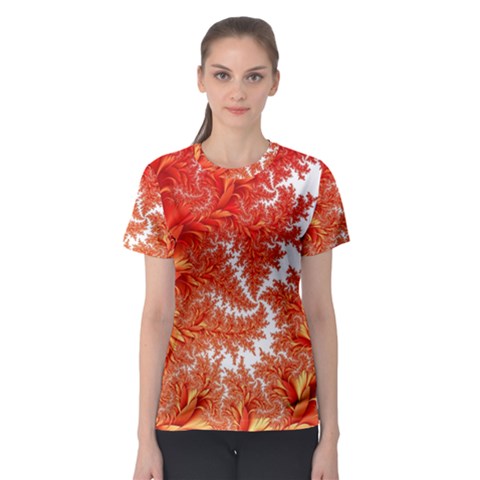 Flora Flowers Background Leaf Women s Sport Mesh Tee by Pakrebo