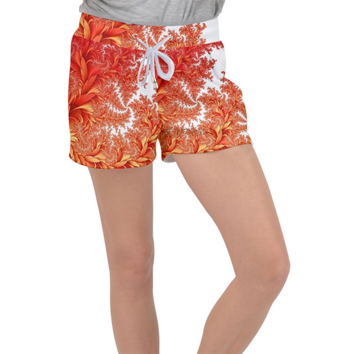 Flora Flowers Background Leaf Women s Velour Lounge Shorts