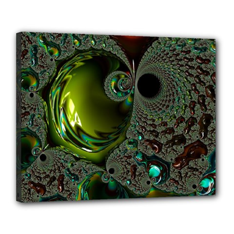 Fractal Intensive Green Olive Canvas 20  X 16  (stretched) by Pakrebo