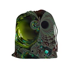 Fractal Intensive Green Olive Drawstring Pouch (xl)