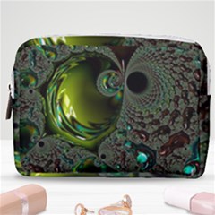 Fractal Intensive Green Olive Make Up Pouch (medium) by Pakrebo