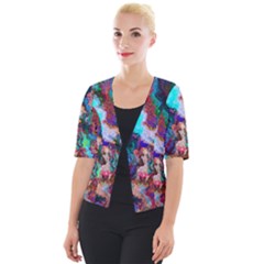 Seamless Abstract Colorful Tile Cropped Button Cardigan by Pakrebo