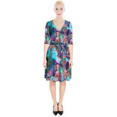 Seamless Abstract Colorful Tile Wrap Up Cocktail Dress by Pakrebo