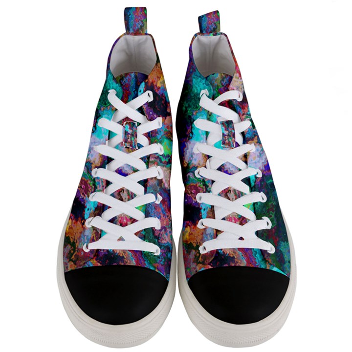 Seamless Abstract Colorful Tile Men s Mid-Top Canvas Sneakers