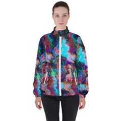 Seamless Abstract Colorful Tile High Neck Windbreaker (women)