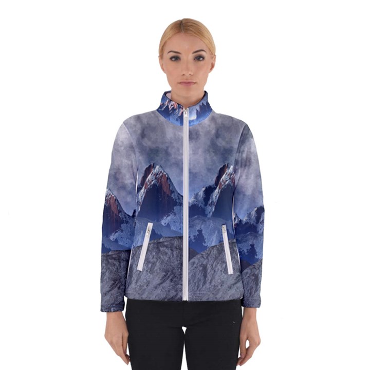 Mountains Moon Earth Space Winter Jacket