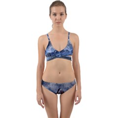 Mountains Moon Earth Space Wrap Around Bikini Set