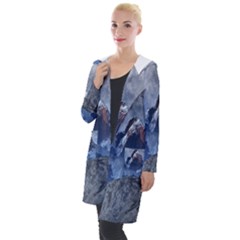 Mountains Moon Earth Space Hooded Pocket Cardigan by Pakrebo