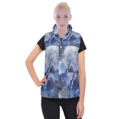 Mountains Moon Earth Space Women s Button Up Vest by Pakrebo