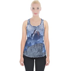 Mountains Moon Earth Space Piece Up Tank Top by Pakrebo