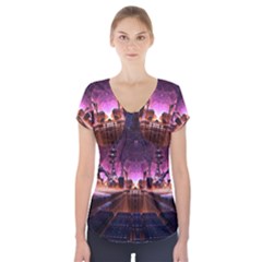 Fractal Mandelbulb 3d Short Sleeve Front Detail Top by Pakrebo