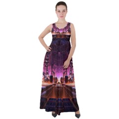 Fractal Mandelbulb 3d Empire Waist Velour Maxi Dress