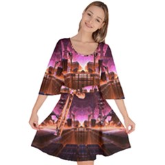 Fractal Mandelbulb 3d Velour Kimono Dress by Pakrebo