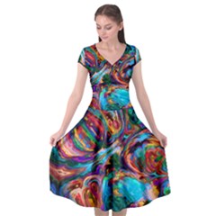 Seamless Abstract Colorful Tile Cap Sleeve Wrap Front Dress by Pakrebo