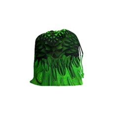 Fractal Rendering Background Green Drawstring Pouch (small) by Pakrebo