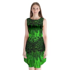 Fractal Rendering Background Green Sleeveless Chiffon Dress   by Pakrebo