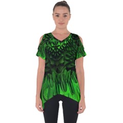 Fractal Rendering Background Green Cut Out Side Drop Tee by Pakrebo