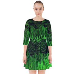 Fractal Rendering Background Green Smock Dress by Pakrebo