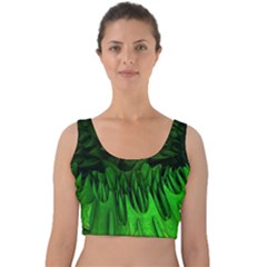 Fractal Rendering Background Green Velvet Crop Top by Pakrebo