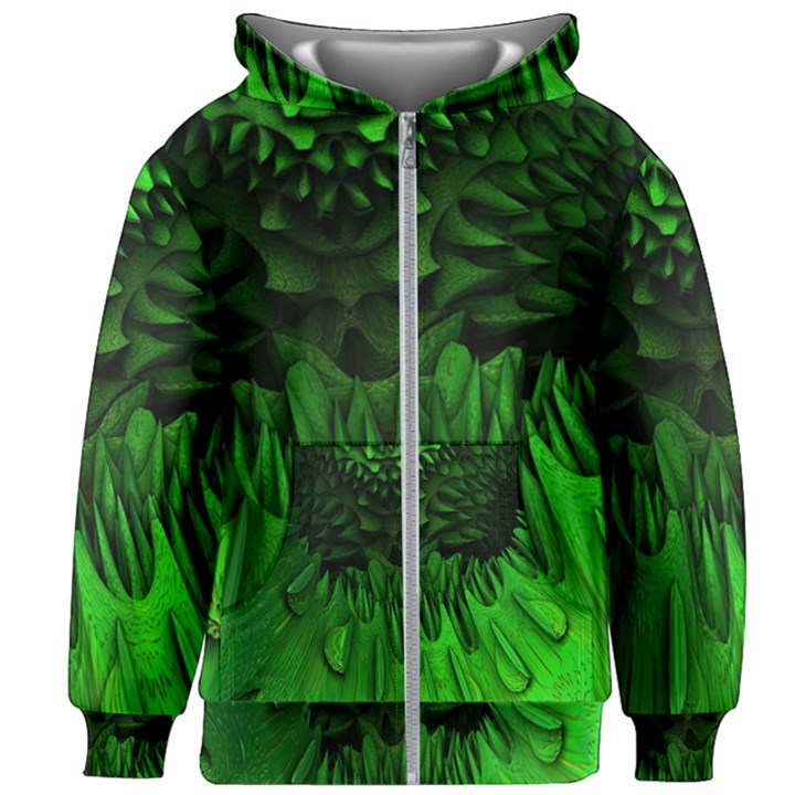 Fractal Rendering Background Green Kids  Zipper Hoodie Without Drawstring