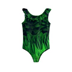 Fractal Rendering Background Green Kids  Frill Swimsuit by Pakrebo