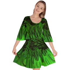 Fractal Rendering Background Green Velour Kimono Dress by Pakrebo