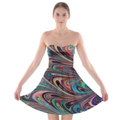 Seamless Abstract Marble Colorful Strapless Bra Top Dress by Pakrebo