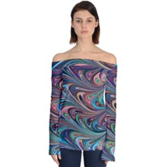 Seamless Abstract Marble Colorful Off Shoulder Long Sleeve Top by Pakrebo