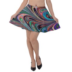 Seamless Abstract Marble Colorful Velvet Skater Skirt by Pakrebo