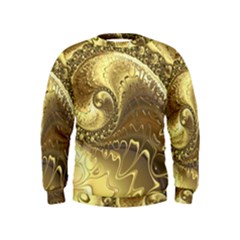 Fractal Golden Background Aesthetic Kids  Sweatshirt by Pakrebo